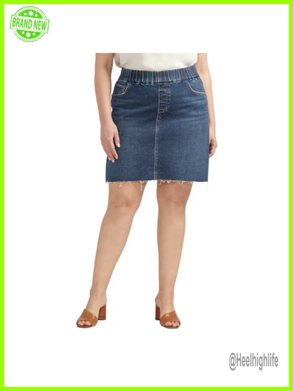 Plus Size Mid Rise Pull On Skort with 5-Pocket Styling & Faux Fly